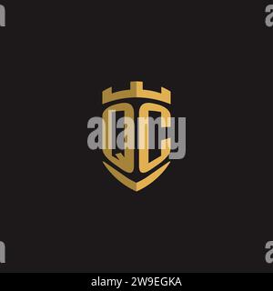 Initials QC logo monogram with shield style design vector graphic Stock Vector