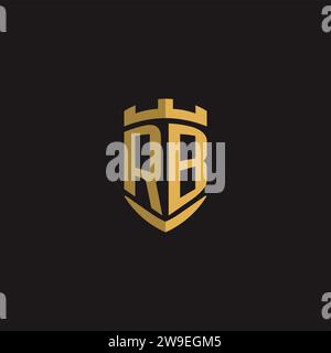 Initials RB logo monogram with shield style design vector graphic Stock Vector