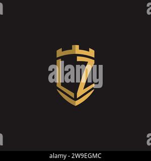 Initials LZ logo monogram with shield style design vector graphic Stock Vector