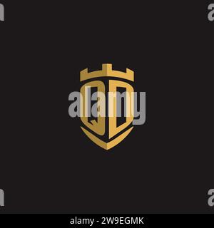 Initials QD logo monogram with shield style design vector graphic Stock Vector