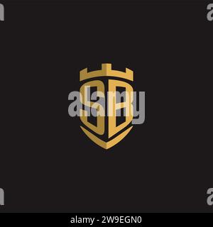 Initials SB logo monogram with shield style design vector graphic Stock Vector