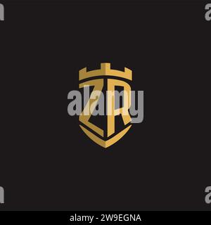 Initials ZR logo monogram with shield style design vector graphic Stock Vector