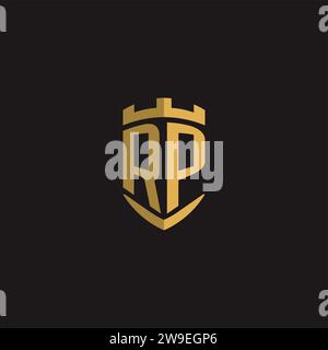 Initials RP logo monogram with shield style design vector graphic Stock Vector