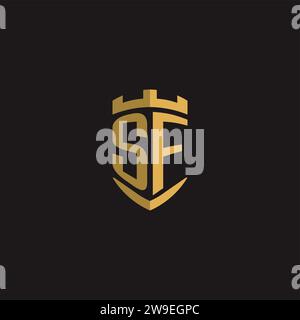Initials SF logo monogram with shield style design vector graphic Stock Vector