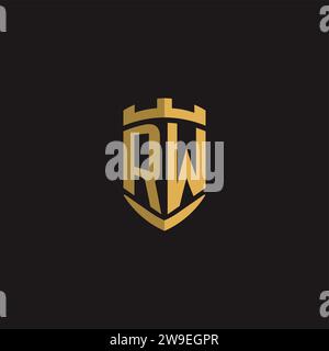 Initials RW logo monogram with shield style design vector graphic Stock Vector