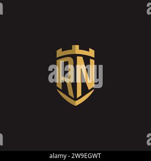 Initials RN logo monogram with shield style design vector graphic Stock Vector