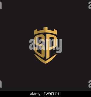 Initials SP logo monogram with shield style design vector graphic Stock Vector