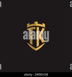 Initials TK logo monogram with shield style design vector graphic Stock Vector