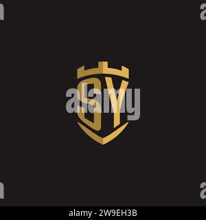 Initials SY logo monogram with shield style design vector graphic Stock Vector