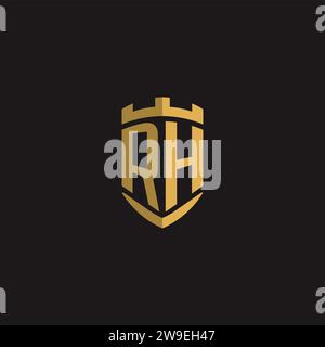 Initials RH logo monogram with shield style design vector graphic Stock Vector