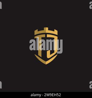 Initials TJ logo monogram with shield style design vector graphic Stock Vector