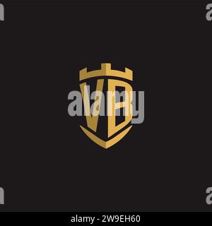 Initials VB logo monogram with shield style design vector graphic Stock Vector