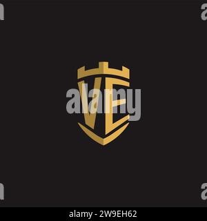Initials VE logo monogram with shield style design vector graphic Stock Vector