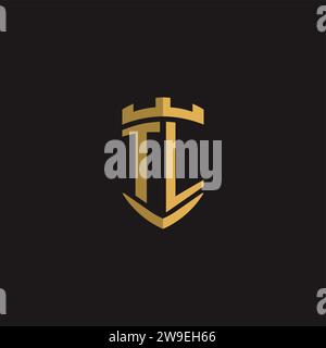 Initials TL logo monogram with shield style design vector graphic Stock Vector