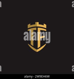 Initials TF logo monogram with shield style design vector graphic Stock Vector
