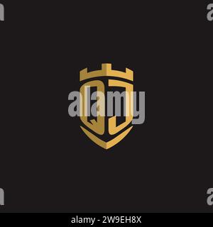 Initials QJ logo monogram with shield style design vector graphic Stock Vector