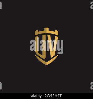 Initials UV logo monogram with shield style design vector graphic Stock Vector