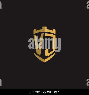 Initials VJ logo monogram with shield style design vector graphic Stock Vector