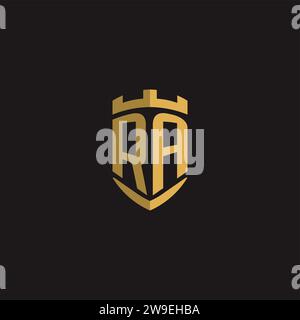 Initials RA logo monogram with shield style design vector graphic Stock Vector