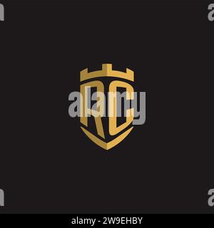 Initials RC logo monogram with shield style design vector graphic Stock Vector
