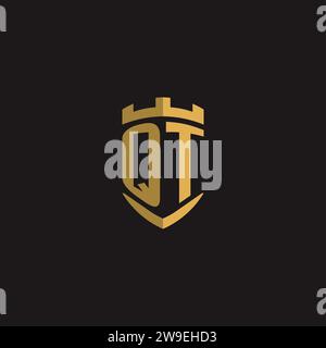 Initials QT logo monogram with shield style design vector graphic Stock Vector