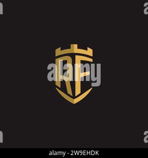 Initials RF logo monogram with shield style design vector graphic Stock Vector