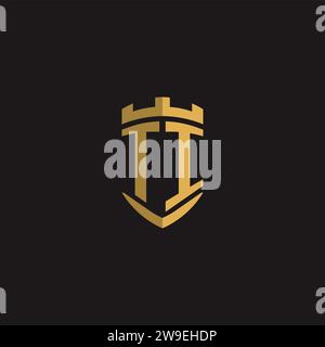 Initials TI logo monogram with shield style design vector graphic Stock Vector