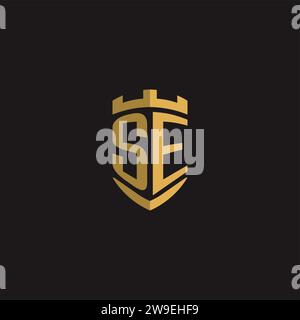 Initials SE logo monogram with shield style design vector graphic Stock Vector