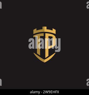 Initials TP logo monogram with shield style design vector graphic Stock Vector