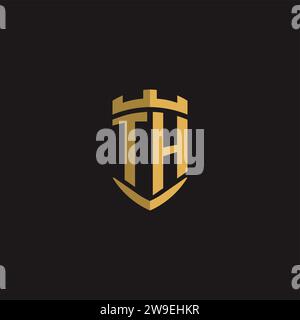 Initials TH logo monogram with shield style design vector graphic Stock Vector