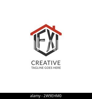 FX initial logo monogram with simple courthouse building icon design ...