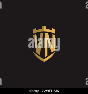 Initials VN logo monogram with shield style design vector graphic Stock Vector