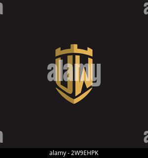 Initials UW logo monogram with shield style design vector graphic Stock Vector