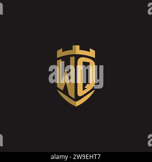 Initials WQ logo monogram with shield style design vector graphic Stock Vector