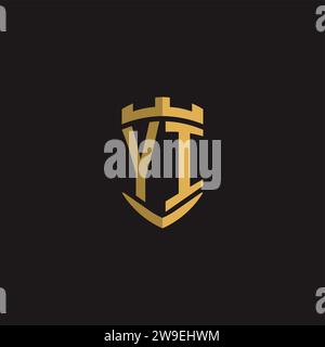 Initials YI logo monogram with shield style design vector graphic Stock Vector