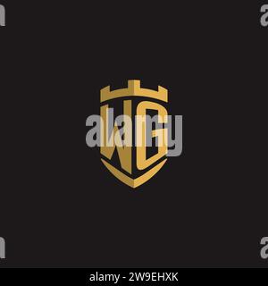 Initials WG logo monogram with shield style design vector graphic Stock Vector