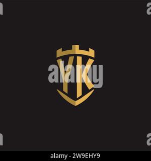 Initials YK logo monogram with shield style design vector graphic Stock Vector