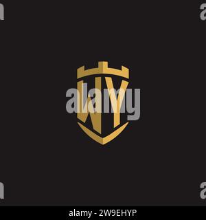 Initials WY logo monogram with shield style design vector graphic Stock Vector
