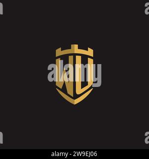 Initials WU logo monogram with shield style design vector graphic Stock Vector