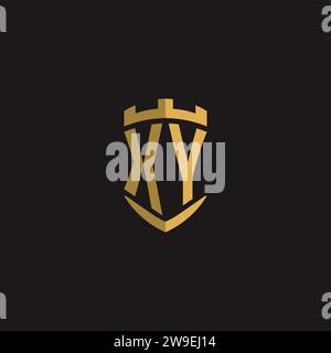Initials XY logo monogram with shield style design vector graphic Stock Vector