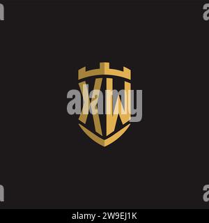 Initials XW logo monogram with shield style design vector graphic Stock Vector