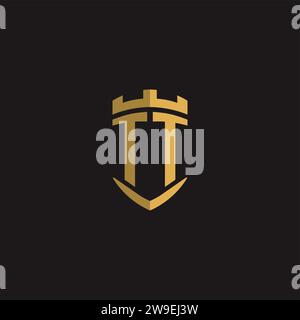 Initials TT logo monogram with shield style design vector graphic Stock Vector