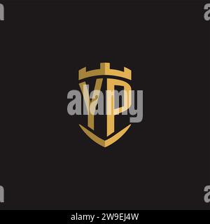 Initials YP logo monogram with shield style design vector graphic Stock Vector