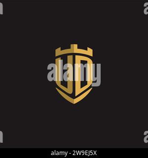 Initials UD logo monogram with shield style design vector graphic Stock Vector