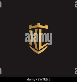 Initials XL logo monogram with shield style design vector graphic Stock Vector