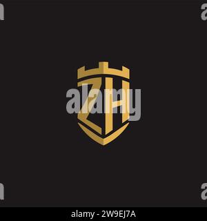 Initials ZH logo monogram with shield style design vector graphic Stock Vector