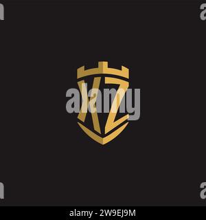 Initials XZ logo monogram with shield style design vector graphic Stock Vector