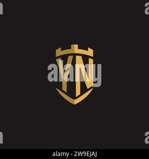 Initials YN logo monogram with shield style design vector graphic Stock Vector