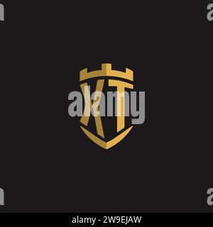 Initials XT logo monogram with shield style design vector graphic Stock Vector
