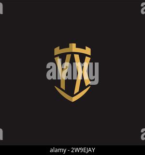 Initials YX logo monogram with shield style design vector graphic Stock Vector